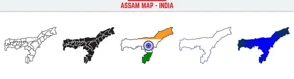 Assam, State, AS Ana Hattı Simge Hindistan Harita Vektörü. Hindistan haritası düzenlenebilir çizgi simgesi