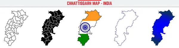 Chhattisgarh, State, CG Ana Hattı Simge Hindistan Haritası Siluet Vektörü. Hindistan haritası düzenlenebilir çizgi simgesi