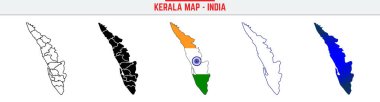 Kerala State, KL Taslak Simge Hindistan Harita Siluet Vektörü. Hindistan haritası düzenlenebilir çizgi simgesi