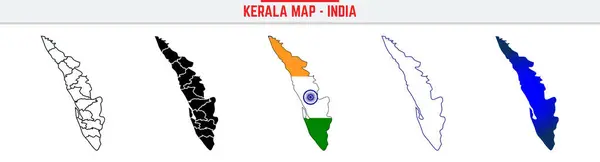Kerala State, KL Taslak Simge Hindistan Harita Siluet Vektörü. Hindistan haritası düzenlenebilir çizgi simgesi