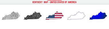 Düzenlenebilir vuruş ikonlu Kentucky Haritası. Kentucky State ince çizgi ikonu, Kentucky harita vektör çizimi, Kentucky, KY mavi siluet vektör haritası