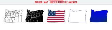 Oregon Haritası 'nda düzenlenebilir vuruş simgesi. Oregon Eyaleti ince çizgi ikonu, Oregon harita vektör çizimi, Oregon, or siluet vektör haritası
