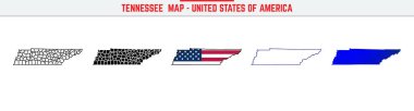 Düzenlenebilir vuruş ikonlu Tennessee Haritası. Tennessee USA State ince çizgi simgesi, Tennessee harita vektör çizimi, Tennessee, TN siluet vektörü ma
