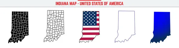 İndiana Haritası 'nda düzenlenebilir vuruş simgesi. Indiana State ince çizgi ikonu, Indiana harita vektör illüstrasyonu, Indiana, In blue siluet vektör haritası