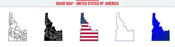 Düzenlenebilir vuruş ikonlu Idaho Haritası. Idaho ABD Eyaleti ince çizgi simgesi, Idaho harita vektör çizimi, Idaho, ID mavi siluet vektör haritası