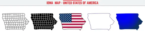 Düzenlenebilir vuruş simgesine sahip IOWA haritası. IOWA ABD Eyaleti ince çizgi simgesi, IOWA harita vektör illüstrasyonu, IOWA, IA mavi siluet vektörü ma