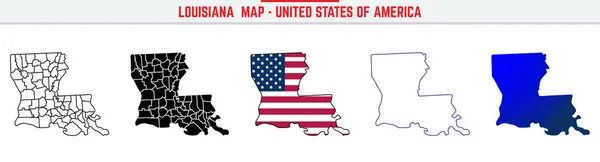 Düzenlenebilir vuruş ikonlu Louisiana Haritası. Louisiana State ince çizgi ikonu, Louisiana harita vektör illüstrasyonu, Louisiana, LA mavi siluet vektörü ma