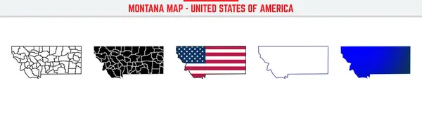Düzenlenebilir vuruş ikonlu Montana Haritası. Montana Eyaleti ince çizgi ikonu, Montana harita vektör illüstrasyonu, Montana, MT mavi siluet vektör haritası