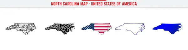 Düzenlenebilir vuruş ikonlu Kuzey Carolina haritası. Kuzey Carolina State ince çizgi ikonu, Kuzey Carolina harita vektör çizimi, Kuzey Carolina, NC siluet vektör haritası