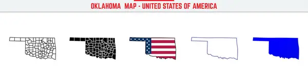 Oklahoma Haritası ve düzenlenebilir vuruş simgesi. Oklahoma State ince çizgi ikonu, Oklahoma harita vektör çizimi, Oklahoma, tamam siluet vektör haritası