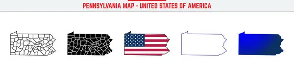 Pennsylvania Haritası 'nda düzenlenebilir vuruş simgesi. Pennsylvania State ince çizgi ikonu, Pennsylvania harita vektör illüstrasyonu, Pennsylvania, PA siluet vektör haritası