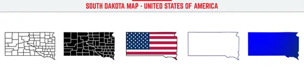 Düzenlenebilir vuruş ikonlu Güney Dakota Haritası. Güney Dakota State ince çizgi ikonu, Güney Dakota harita vektör illüstrasyonu, Güney Dakota, SD siluet vektör haritası