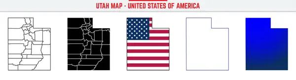 Kurgulanabilir vuruş ikonlu Utah Haritası. Utah ABD Eyaleti ince çizgi ikonu, Utah harita vektör çizimi, Utah, UT siluet vektör haritası
