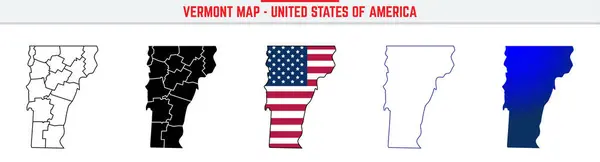 Düzenlenebilir vuruş ikonlu Vermont Haritası. Vermont ABD Eyaleti ince çizgi simgesi, Vermont harita vektör çizimi, Vermont, VT siluet vektör haritası