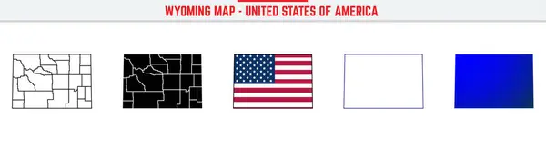 Düzenlenebilir vuruş simgesiyle Wyoming Haritası. Wyoming ABD Eyaleti ince çizgi simgesi, Wyoming harita vektör çizimi, Wyoming, WY siluet vektör haritası