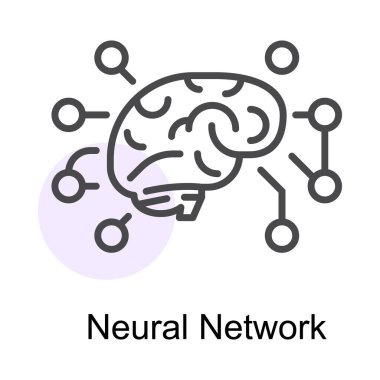 Siber güvenlik uygulamalarında kullanılan yapay zekayı ve makine öğrenme algoritmalarını temsil eden bir simge.