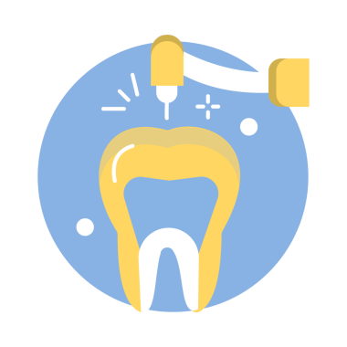 Bir dişin kök yapısını gösteren simge, genellikle derin diş anatomisi veya kök tedavileri için kullanılır..