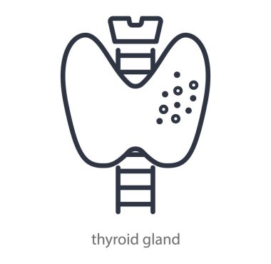Tiroid ikonu. Endokrinoloji kliniğinin amblemi. İç insan organının vektör illüstrasyonu. Guatr hastalığı, hiperteriyoz..