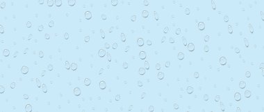 Mavi bardağa yağmur damlıyor. Bir damla su. Çiy damlaları. Vektör arkaplanı.