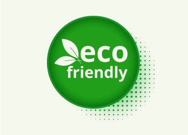 Yarım ton gölgeli çevre dostu logo. - Evet. Vektör illüstrasyonu.