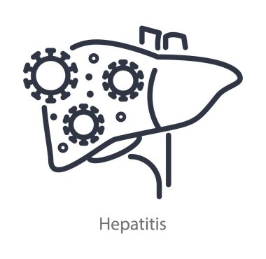 Hepatit çizgisi ikonu. Beyaz arkaplanda vektör çizimi izole edildi. Tıbbi, sağlık ve anatomiyle ilgili projeler için ideal. Basitleştirilmiş ve profesyonel tasarım.