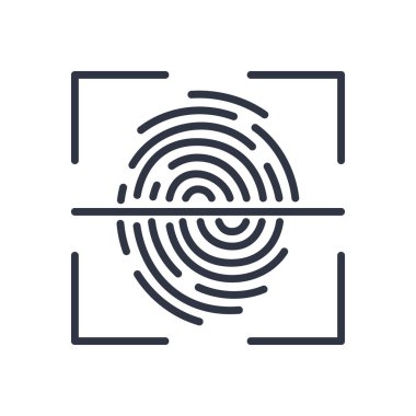 Parmak izi tarayıcı çizgi simgesi. Düzenlenebilir Vuruşlar. Vektör illüstrasyonu