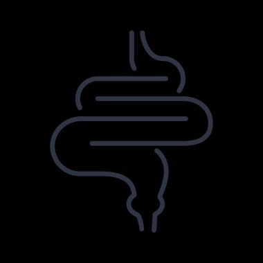 Bir vektör çizgisi simgesi insan bağırsak yolunu gösterir. Sindirim sistemini ve bağırsak anatomisini temsil eder.