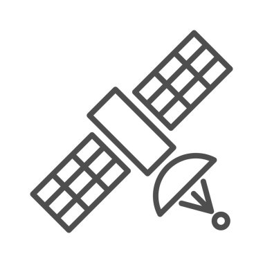 Uzay telefonu ve iletişim hatları için uydu vektör simgesi. Bu hat telekomünikasyon teknolojisi internet veya veri sağlıyor.