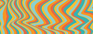 Dalgalı şeritli soyut arkaplan ve retro vektör dokusu için psikedelik dalga. Pop Art ve Geometrik Şekil veya Pastel Trippy Tasarımı 'ndan Sıvı Satır.