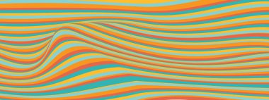 Çizgili arka planı olan soyut dalga deseni ve dalgalı ya da uçuk dokular için psikedelik vektör çizgileri. Şekil ve karamel renk akışına göre nefis sıvı sanat. Kusursuz retro 60 'lar veya 70' lerin dekoratif tasarımı.
