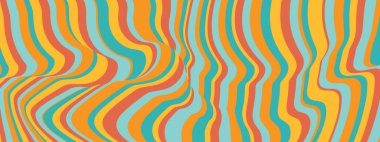Psikedelik vektör çizgileri ve sıvı dokusu olan soyut arkaplan için retrodalga deseni. Pastel tonda fırıl fırıl dönen dalgalı sanat. Klasik pop veya modern tasarım için kusursuz bir şekil.