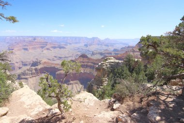 Büyük Kanyon manzarası. Grand Canyon Ulusal Parkı, Arizona, ABD. Büyük Kanyon, Amerika Birleşik Devletleri 'nin en popüler ulusal parklarından biridir..