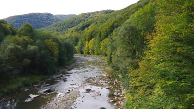 Dağlardaki nehrin güzel manzarası