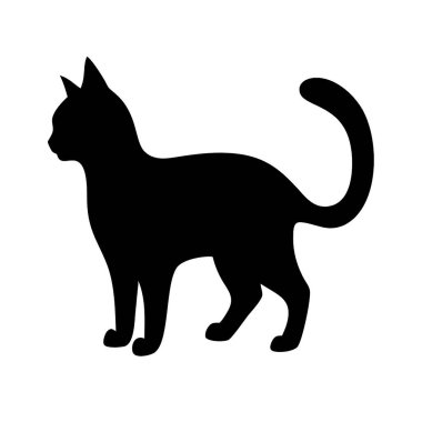 Beyaz arka planda siyah bir kedi silueti