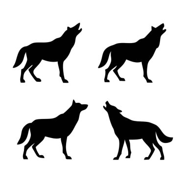 Siyah köpek siluetlerini beyaz arkaplana yerleştir