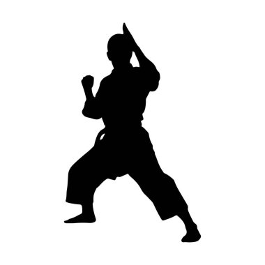 Japon usulü karate silueti, vektör. Dövüş sanatları.