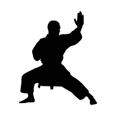 karate silueti, vektör çizimi