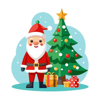 Noel Baba, Noel ağacı ve hediyelerle birlikte.