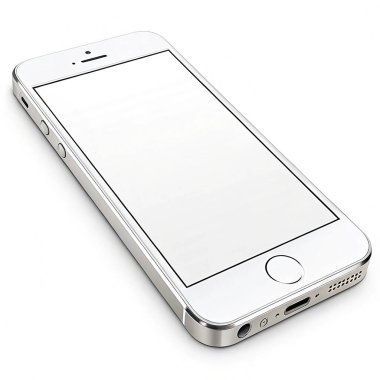 beyaz arkaplanda boş ekran izole edilmiş modern gümüş akıllı telefon, üst görünüm