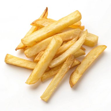 Beyaz arka planda patates kızartması.