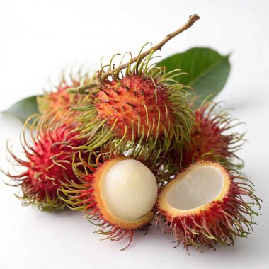 beyaz izole rambutan meyve