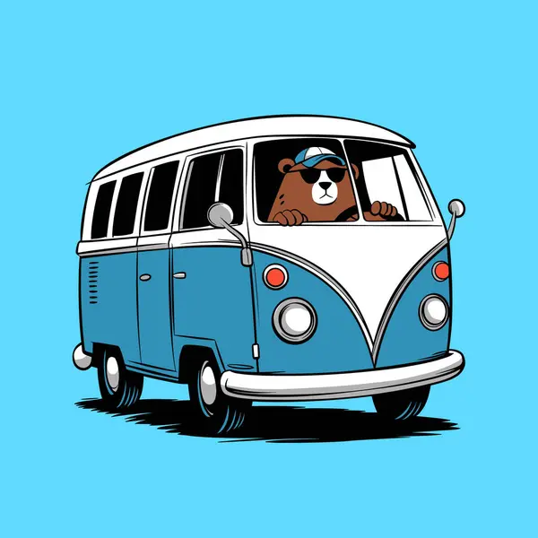 Ayı Mavi Minibüs Fotoğrafı Sürüyor