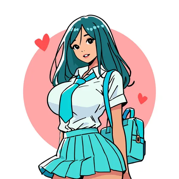 Güzel Kız Öğrenci Basit bir illüstrasyon