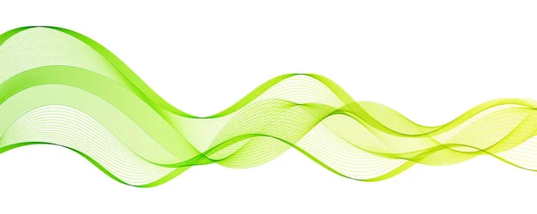 白色背景下透明的绿黄相间的波浪线 通用的创意线艺术 具有平滑波纹水平曲线线的模板 — 图库矢量图片