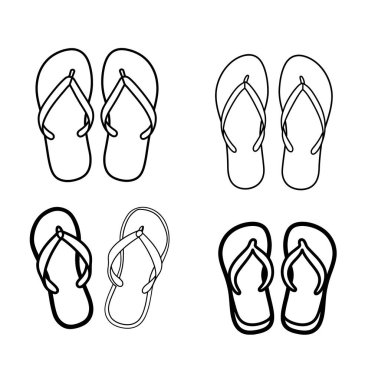 Parmak arası terlik simgeleri. Vektör illüstrasyonu