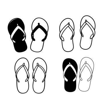 Parmak arası terlik simgeleri. Vektör illüstrasyonu