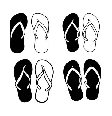 Parmak arası terlik simgeleri. Vektör illüstrasyonu