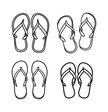 Parmak arası terlik simgeleri. Vektör illüstrasyonu