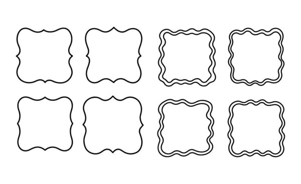 Комплект рамок для наклеек и этикеток, зона для выдержки области письма, черно-белые декоративные рамки, декоративные винтажные рамки.