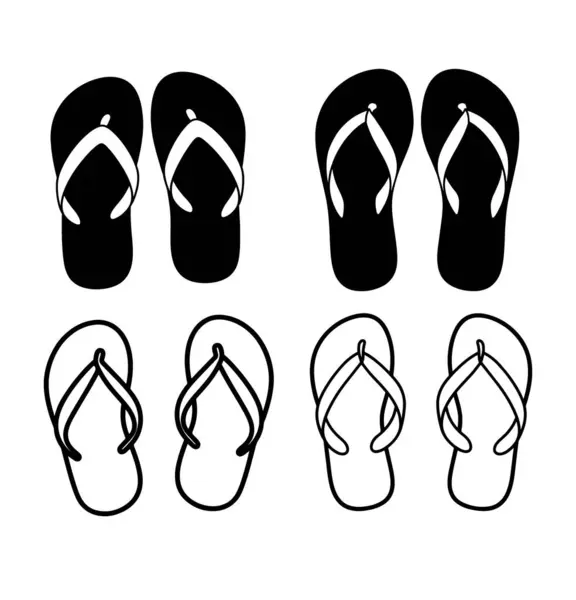 Parmak arası terlik simgeleri. Vektör illüstrasyonu